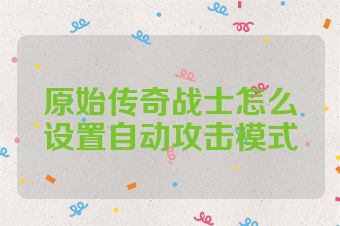 原始传奇战士怎么设置自动攻击模式