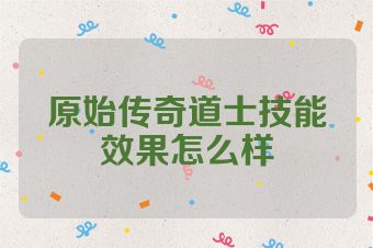 原始传奇道士技能效果怎么样