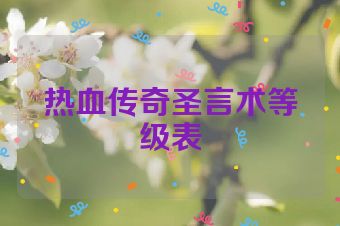 热血传奇圣言术等级表