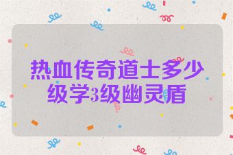 热血传奇道士多少级学3级幽灵盾