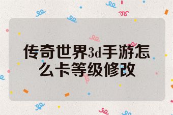 传奇世界3d手游怎么卡等级修改