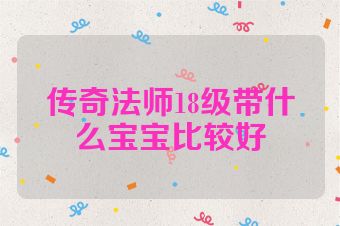 传奇法师18级带什么宝宝比较好