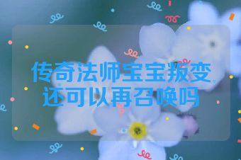 传奇法师宝宝叛变还可以再召唤吗
