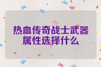 热血传奇战士武器属性选择什么