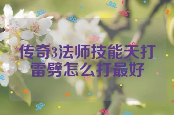 传奇3法师技能天打雷劈怎么打最好