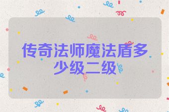 传奇法师魔法盾多少级二级