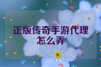 正版传奇手游代理怎么弄