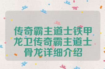 传奇霸主道士铁甲龙卫传奇霸主道士骨龙详细介绍