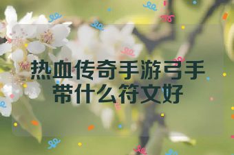 热血传奇手游弓手带什么符文好