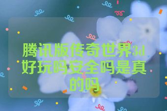 腾讯版传奇世界3d好玩吗安全吗是真的吗