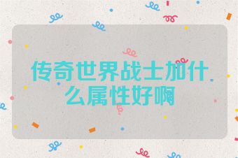 传奇世界战士加什么属性好啊