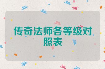 传奇法师各等级对照表