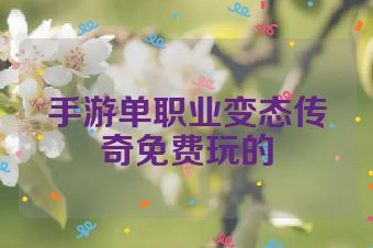 手游单职业变态传奇免费玩的