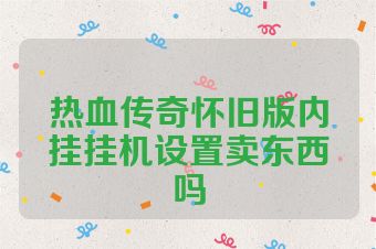 热血传奇怀旧版内挂挂机设置卖东西吗