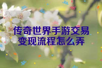 传奇世界手游交易变现流程怎么弄
