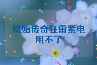 原始传奇狂雷紫电用不了