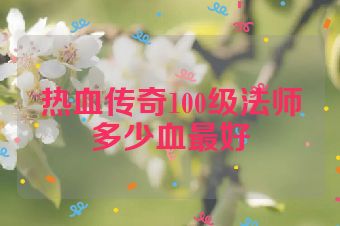 热血传奇100级法师多少血最好