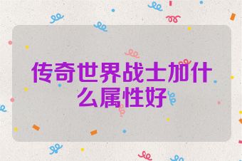 传奇世界战士加什么属性好