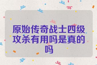 原始传奇战士四级攻杀有用吗是真的吗