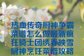 热血传奇厨神争霸菜谱怎么做最新疯狂骑士团绣春映雪厨神烹饪菜谱攻略