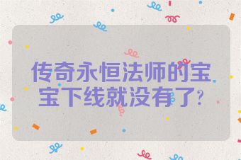 传奇永恒法师的宝宝下线就没有了?