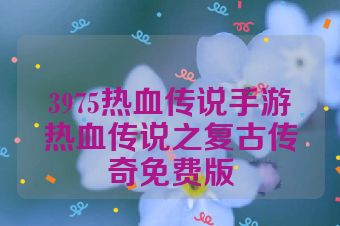 3975热血传说手游热血传说之复古传奇免费版