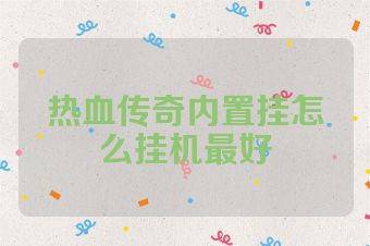 热血传奇内置挂怎么挂机最好