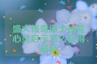 盛大传奇道士技能心灵启示怎么获得最新