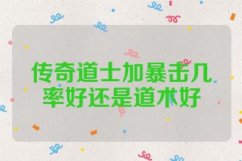 传奇道士加暴击几率好还是道术好
