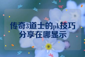 传奇3道士的pk技巧分享在哪显示