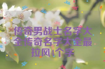 传奇男战士名字大全传奇名字大全最拉风4个字