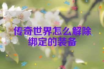 传奇世界怎么解除绑定的装备