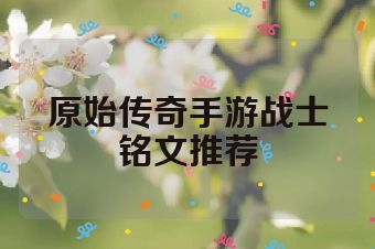 原始传奇手游战士铭文推荐
