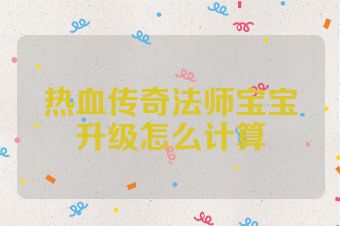 热血传奇法师宝宝升级怎么计算