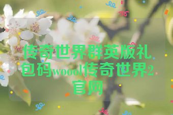传奇世界群英版礼包码woool传奇世界2官网