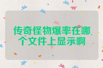传奇怪物爆率在哪个文件上显示啊