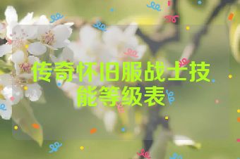 传奇怀旧服战士技能等级表