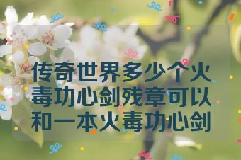 传奇世界多少个火毒功心剑残章可以和一本火毒功心剑