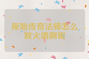 原始传奇法师怎么放火墙啊呢