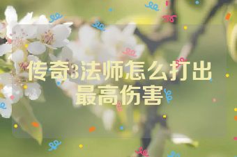 传奇3法师怎么打出最高伤害
