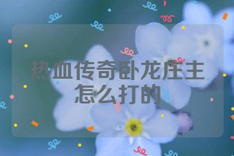 热血传奇卧龙庄主怎么打的