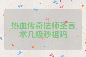 热血传奇法师圣言术几级秒祖玛