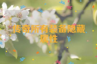 传奇所有装备隐藏属性