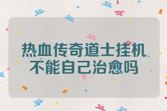 热血传奇道士挂机不能自己治愈吗