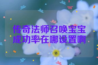 传奇法师召唤宝宝成功率在哪设置啊