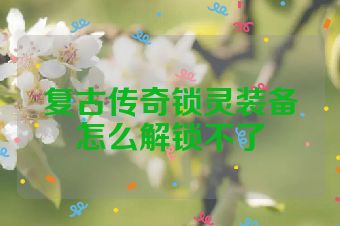 复古传奇锁灵装备怎么解锁不了