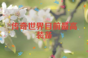 传奇世界目前最高装备