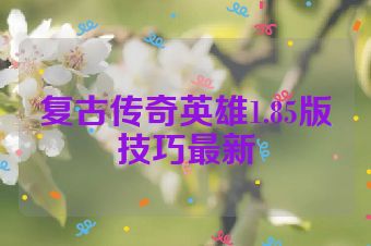 复古传奇英雄1.85版技巧最新