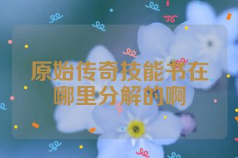 原始传奇技能书在哪里分解的啊