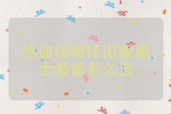 热血传奇怀旧版道士装备怎么选